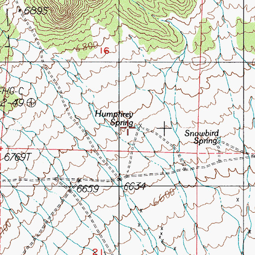 Topographic Map of Humphrey Spring, NV
