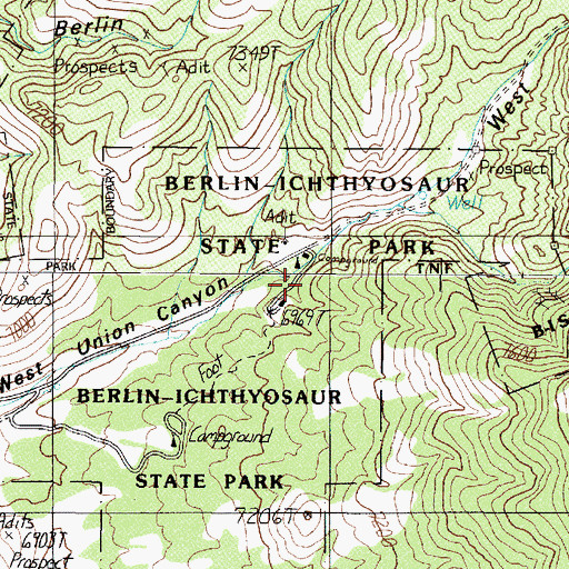 Topographic Map of Berlin-Ichthyosaur State Park, NV