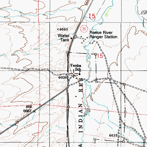 Topographic Map of Yomba School (historical), NV