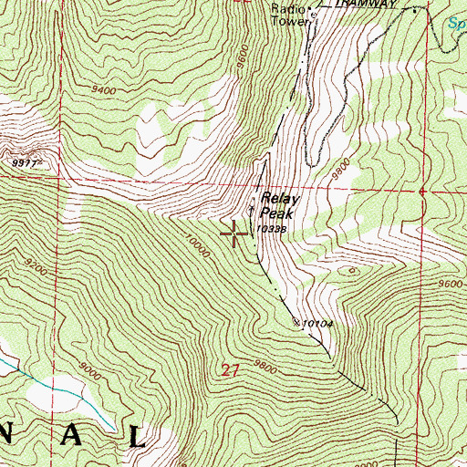 Topographic Map of Relay Peak, NV