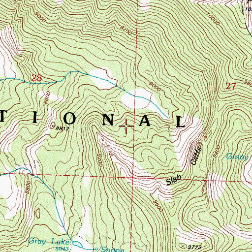 Topographic Map of Slab Cliffs, NV