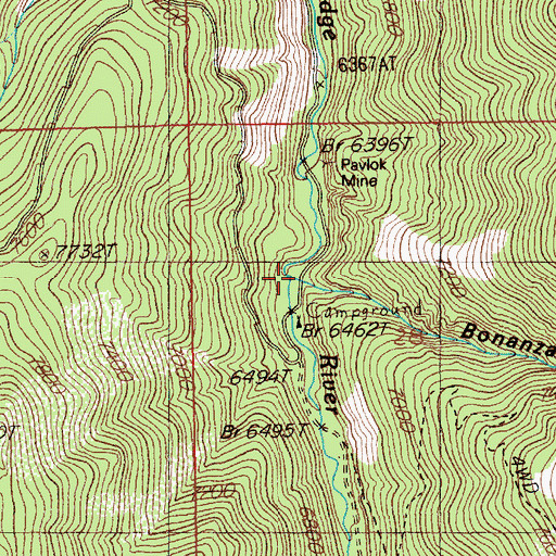 Topographic Map of Bonanza Creek, NV