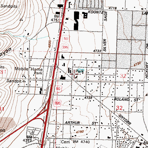 Topographic Map of Ross Gold Park, NV