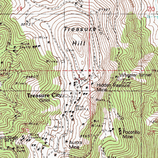 Topographic Map of Treasure City (historical), NV