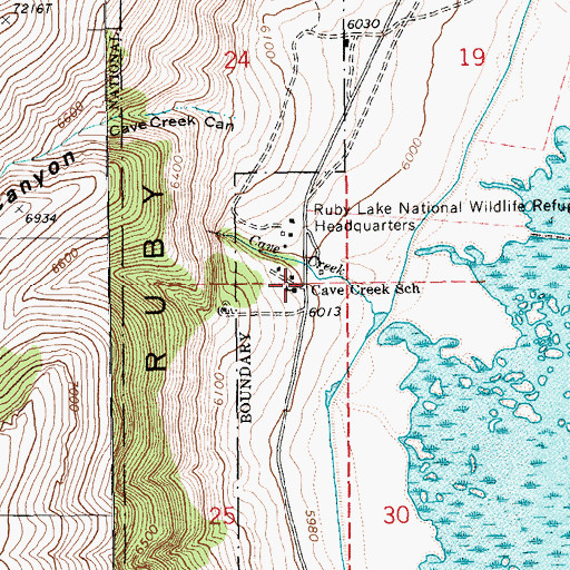 Topographic Map of Cavecreek (historical), NV