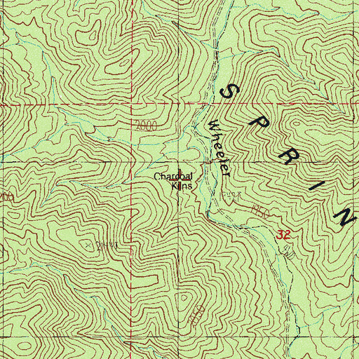 Topographic Map of Wheeler Wash Charcoal Kilns, NV