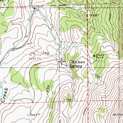 Topographic Map of Chicken Spring, NV