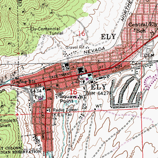 Topographic Map of White Pine County Courthouse, NV