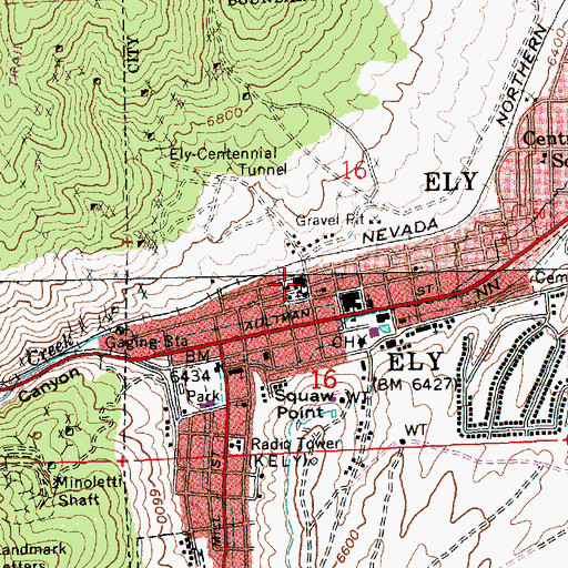 Topographic Map of White Pine Middle School, NV