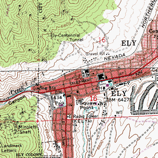 Topographic Map of Bristlecone Convention Center, NV
