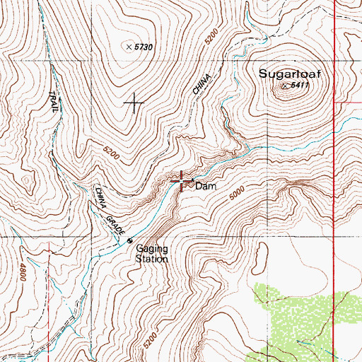 Topographic Map of Sugarloaf Dam, NV