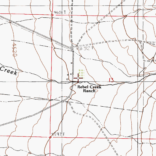 Topographic Map of Rebel Creek (historical), NV