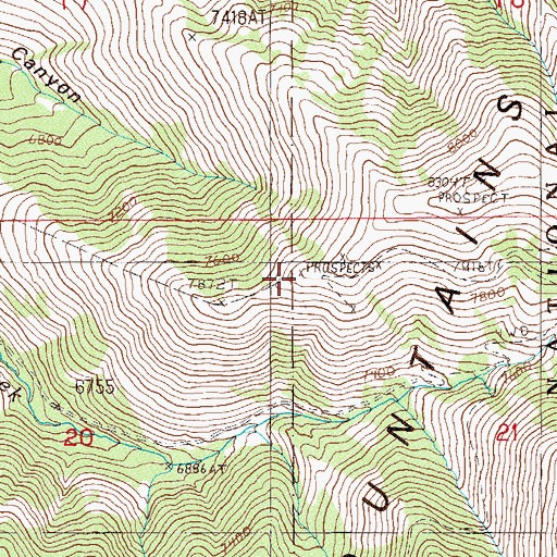 Topographic Map of Monument Lode, NV