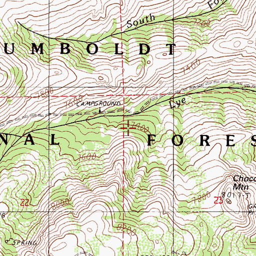 Topographic Map of Lye Creek Recreation Site, NV