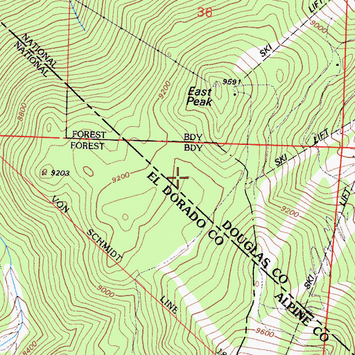 Topographic Map of Heavenly Valley Ski Area, CA