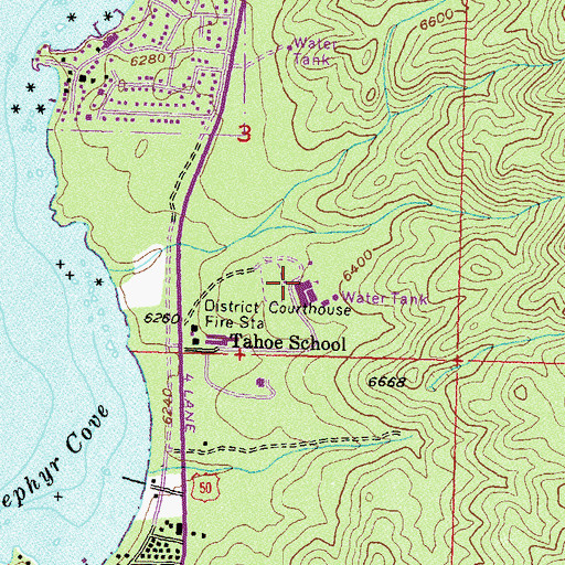 Topographic Map of George Whittell High School, NV