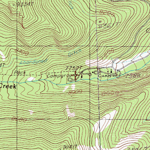 Topographic Map of Lehman Creek Campground and Trailhead, NV