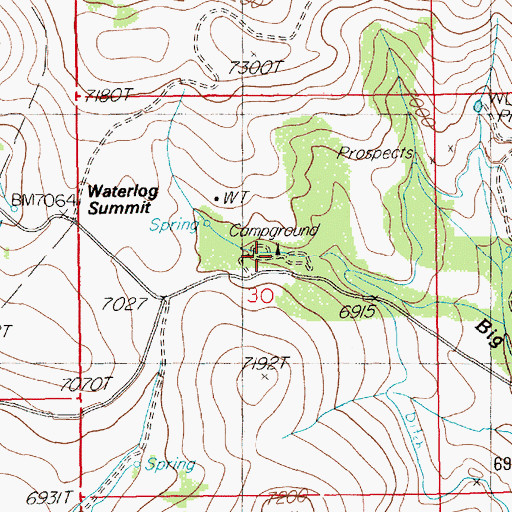Topographic Map of Big Bend Campground, NV