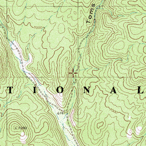 Topographic Map of Toms Canyon Trailhead, NV