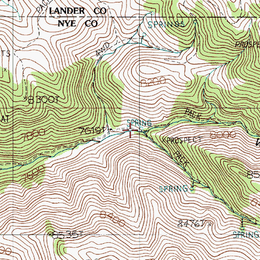 Topographic Map of Washington Creek Trailhead, NV