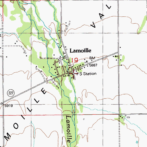 Topographic Map of Lamoille Station, NV