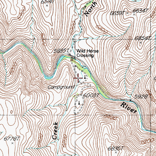 Topographic Map of Wild Horse Crossing Campground, NV