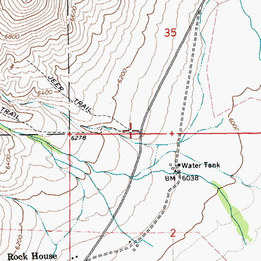 Topographic Map of Overland Lake Trail Head, NV