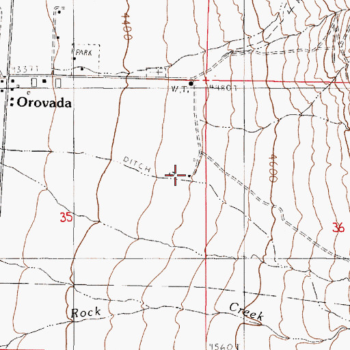 Topographic Map of Rock Creek Ranch, NV