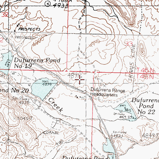 Topographic Map of Dufurrena Ranch, NV