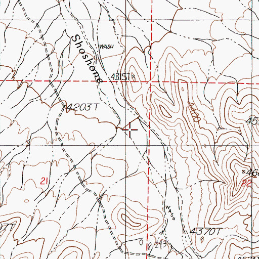 Topographic Map of Shoshone Creek Canyon, NV