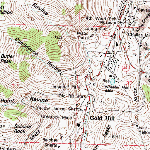 Topographic Map of Exchequer Mine, NV