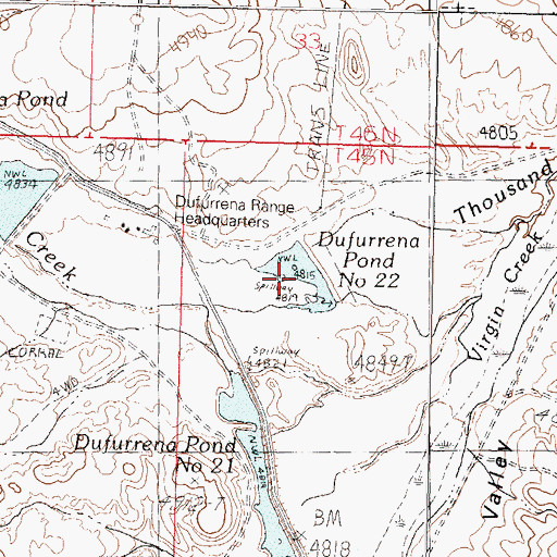 Topographic Map of Dufurrena Pond Number 22, NV