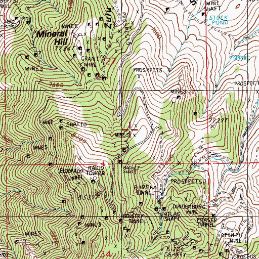 Topographic Map of Sterling Mine, NV