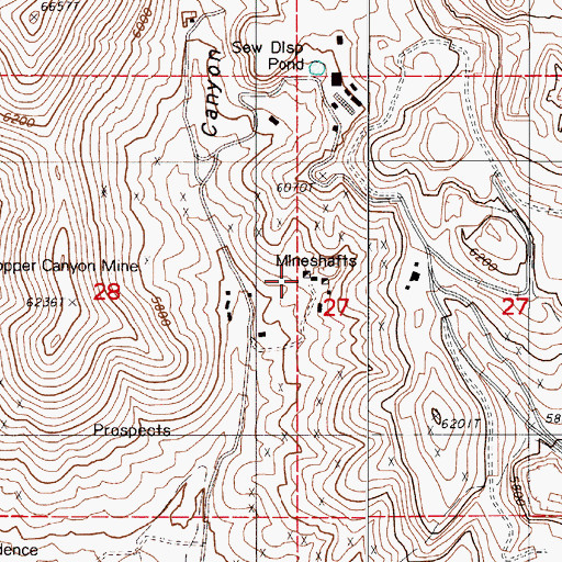 Topographic Map of Virgin and Superior Mine, NV