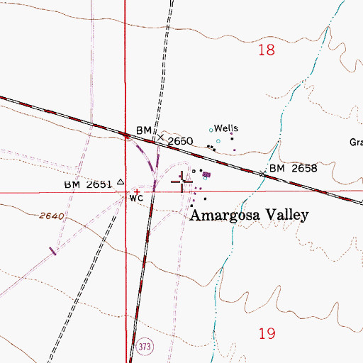 Topographic Map of Amargosa Valley Elementary School, NV