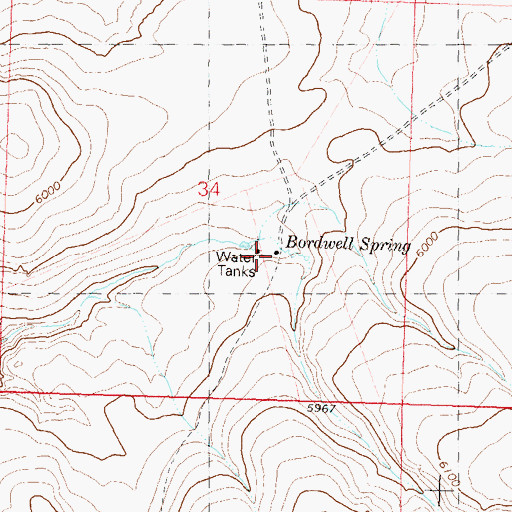 Topographic Map of Bordwell Camp, NV