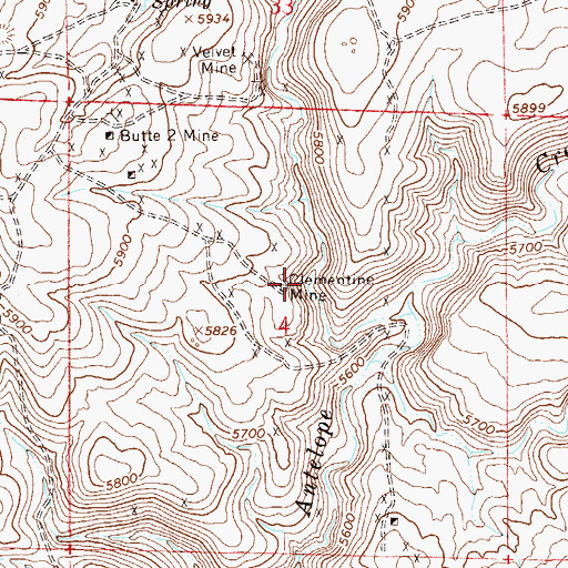 Topographic Map of Clementine Mine, NV