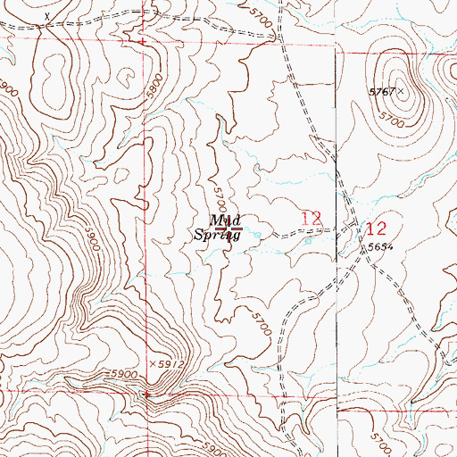 Topographic Map of Mud Spring, NV