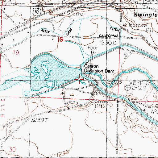 Topographic Map of Carson Diversion Dam, NV