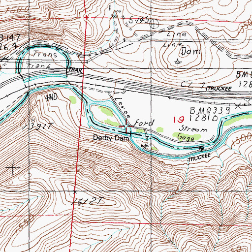 Topographic Map of Derby Dam, NV