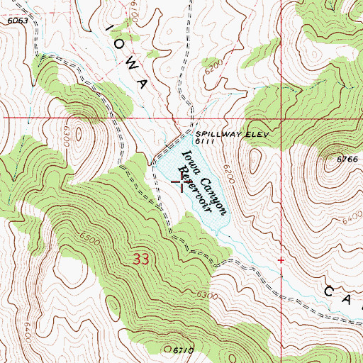 Topographic Map of Iowa Canyon Reservoir, NV