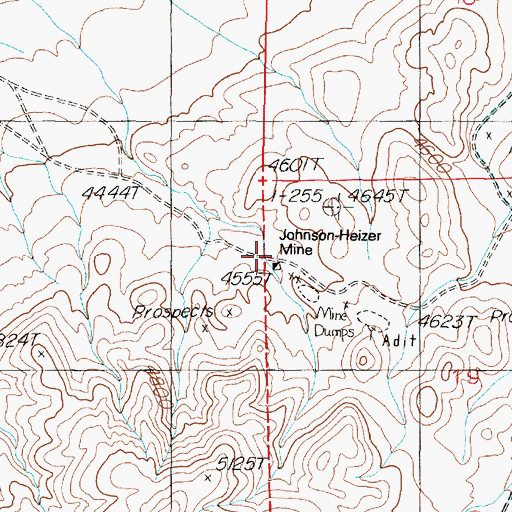 Topographic Map of Johnson Heizer Mine, NV