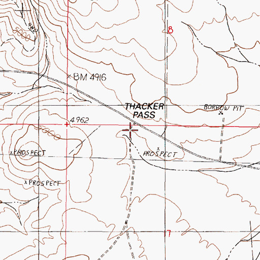 Topographic Map of Thacker Pass, NV