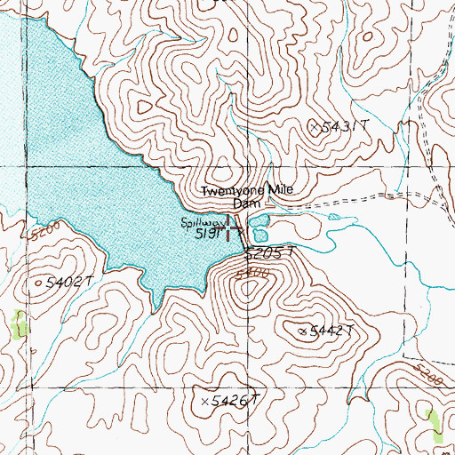 Topographic Map of Twentyone Mile Dam, NV