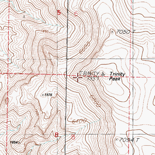 Topographic Map of Trinity Peak, NV