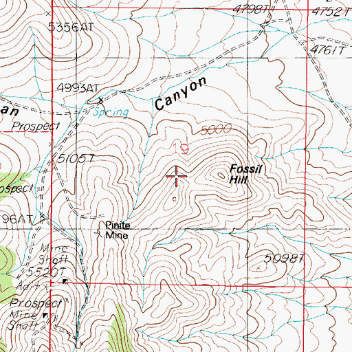 Topographic Map of Fossil Hill, NV