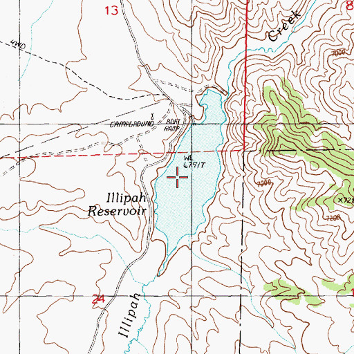 Topographic Map of Illipah Creek Reservoir, NV