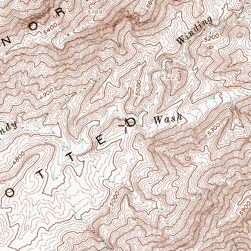 Topographic Map of Winding Wash, NV