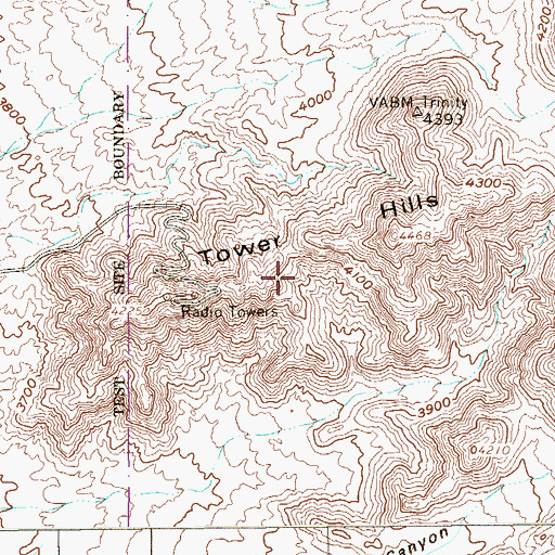 Topographic Map of Tower Hills, NV