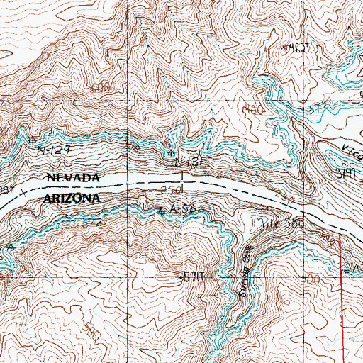 Topographic Map of Hualpai Rapids (historical), NV